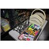 Image 1 : TRAY OF CARDS AND TOYS AND TWO MAGAZINE RACKS