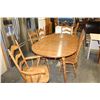 Image 1 : OAK FINISH TABLE WITH TWO LEAFS AND FIVE LADDER BACK CHAIRS