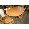 Image 3 : OAK FINISH TABLE WITH TWO LEAFS AND FIVE LADDER BACK CHAIRS
