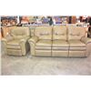 Image 1 : OLIVE LEATHER SOFA AND ARMCHAIR