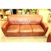 Image 2 : BROWN LEATHER MODERN SOFA AND LOVESEAT