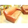 Image 3 : BROWN LEATHER MODERN SOFA AND LOVESEAT