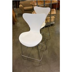 PAIR OF WHITE AND CHROME BARSTOOLS