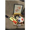 Image 1 : 1946 BURNABY SOCCER PLAQUE VINTAGE SOCCER BALL AND SIDELINE FLAGS