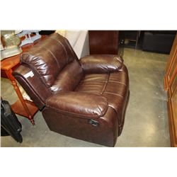 NEW BROWN LEATHER LOOK ROCKING RECLINER CHAIR RETAIL $799