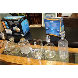 CRYSTAL DECANTERS AND ICE BUCKET