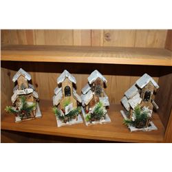 LOT OF FOUR RUSTIC CHRISTMAS CHURCHES