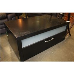 IKEA BLACK AND GLASS ENTERTAINMENT STAND