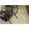 Image 1 : MODERN GLASSTOP ENDTABLE WITH MAGAZINE RACK AND FRAMED MOM SHADOWBOX