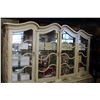 Image 2 : LARGE HAND PAINTED AND CARVED 2 PIECE DISPLAY CABINET WITH LIQOUR STORAGE, AND CUTLERY TRAY, CUSTOM 