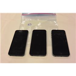 3 APPLE IPHONE 5 BLACK CHATR SIMS