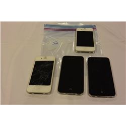 3 APPLY IPHONE 4 BLACK TELUS CHATR AND WHITE 4S TELUS