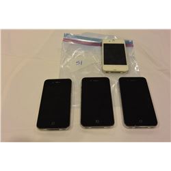 3 APPLE IPHONE 4 BLACK FIDO AND WHITE 4S KOODO