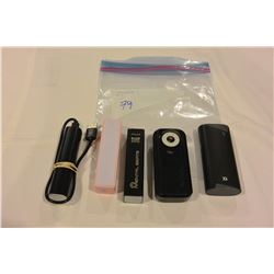 LOT OF SMALL SINGLE CHARGE PORTABLE PHONE CHARGERS