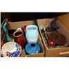 Image 1 : TRAY OF POTTERY VASES AND METAL AND POTTERY FIGURES
