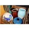 Image 3 : TRAY OF POTTERY VASES AND METAL AND POTTERY FIGURES