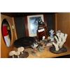 Image 1 : SHEF LOT OF FRAMED HUSKY PICTURE AND MUSICAL FIGURES AND CORAL ETC