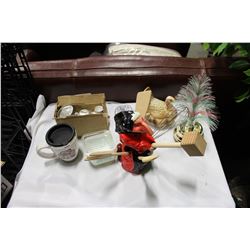 TWO BOXES OF KITCHEN ITEMS AND GRAVY BOATEPPERS