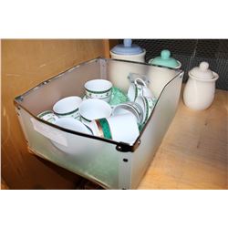 CANNISTER SET AND CHRISTMAS CUP AND SAUCER SET
