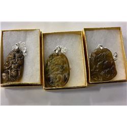 3 JADE PENDENTS