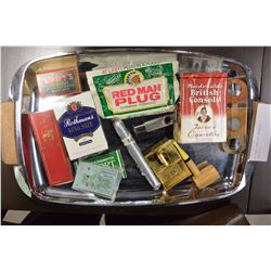 SILVER TRAY OF TOBACCO PRODUCTS