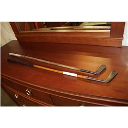 TWO ANTIQUE HICKORY SHAFT PUTTERS