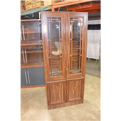 2 DOOR OAK DISPLAY CABINET