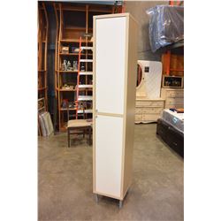 MAPLE AND WHITE STORAGE CUPBOARD