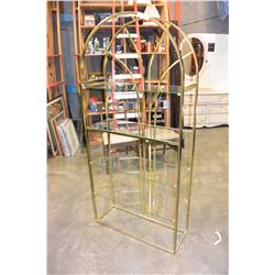 BRASS AND GLASS DISPLAY SHELF