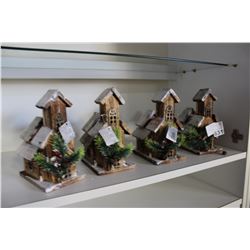 LOT OF FOUR RUSTIC CHRISTMAS CHURCHES