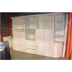 5 Piece White Display Cabinets With Glass Doors And Corner