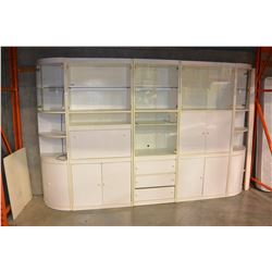 5 Piece White Display Cabinets With Glass Doors And Corner Shelves