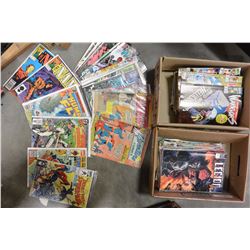 TWO BOXES OF COLLECTIBLE MARVEL AND DC COMICS