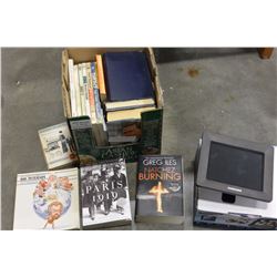 BOX OF NOVELS AND DIGITAL PHOTO ALBUM