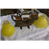 Image 1 : ANTIQUE ELECTRIC SHIPS LAMP FROM HALIFAX AND TWO ANTIQUE GLASS SHADES