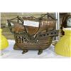 Image 2 : ANTIQUE ELECTRIC SHIPS LAMP FROM HALIFAX AND TWO ANTIQUE GLASS SHADES