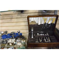 CUTLERY CANTEEN WITH CONTENTS AND VANITY TRAY WITH COLLECTIBLES