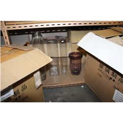 LARGE BOX OF GLASS VASES