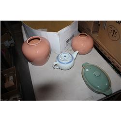 POTTERY VASES AND PAINTED TILES