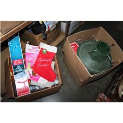 TWO BOXES OF CHRISTMAS DECORATIONS