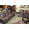 Image 1 : NEW BROWN LEATHER ASHLEY DESIGN SOFA AND LOVESEAT, CONTEMPORARY COMFORTABLE SEATING, RETAIL $2199