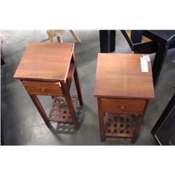 PAIR OF TEAK ONE DRAWER STANDS