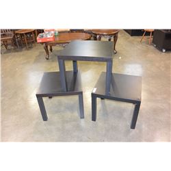 THREE BLACK IKEA ENDTABLES