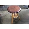 Image 1 : LEATHER AND WOOD ADJUSTABLE STOOL