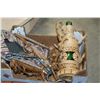 Image 2 : TRAY OF FIRST NATIONS COLLECTIBLES AND WICKER CASED BOTTLE