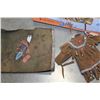 Image 3 : TRAY OF FIRST NATIONS COLLECTIBLES AND WICKER CASED BOTTLE