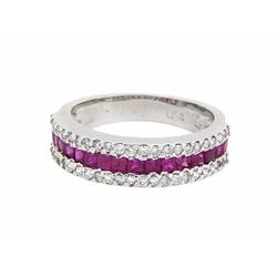 14KT White Gold 0.95ctw Ruby and Diamond Ring