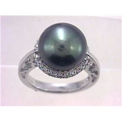 14KT White Gold 16.44ct Tahitian Pearl and Diamond Ring