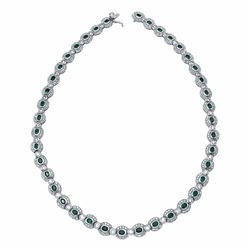 14KT White Gold 6.74ctw Emerald and Diamond Necklace