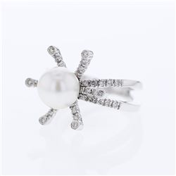 18KT White Gold 5.25ct Pearl and Diamond Ring